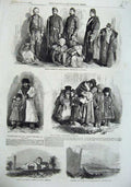 Original Old Antique Print Turkish Siers Tartar Children 1855 Trebizond Church