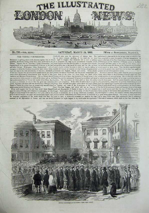 Old Antique Print 1855 Scene Russian Prisoners Plymouth War England Army 19th