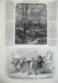 Old Antique Print Spanish Dancers Haymarket Theatre 1855 Fallow Deer Art 19th