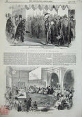 Original Old Antique Print 1855 Duke Cambridge Mansion-House Lord Mayor Surat