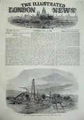 Original Old Antique Print 1855 Railway Balaclava Stationary Engine Train Verey