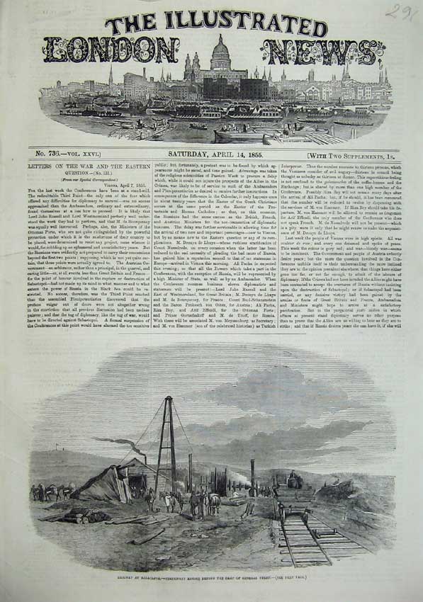 Original Old Antique Print 1855 Railway Balaclava Stationary Engine Train Verey
