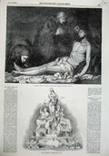 Old Antique Print Plate Robert Bright Statue 1855 Dead Christ Spagnoletto 19th