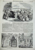 Original Old Antique Print 1855 Bed-Chamber Windsor Castle Morning-Room Paris