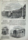 Original Old Antique Print 1855 Burlington House Colonnade Entrance Gateway