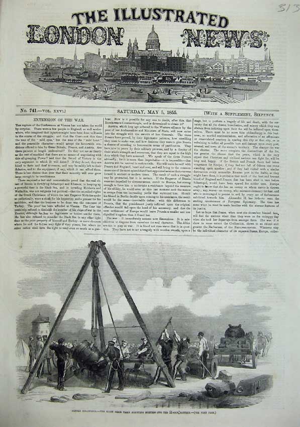 Old Antique Print 1855 Siege Train Mounting Mortars War Sebastopol Army 19th