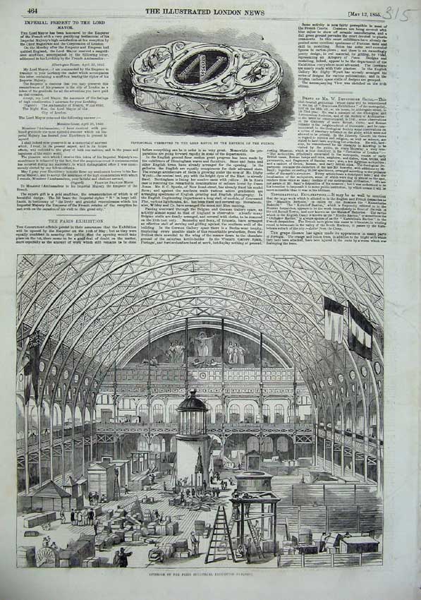 Old Antique Print 1855 Paris Industrial Building Testimonial Mayor French 19th