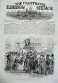 Original Old Antique Print 1855 Crimea Medals Queen Horse Guards Army War 19th