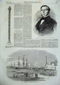 Old Antique Print 1855 Sardinian Army Ship Genoa Baton War Drouyn Lhuys 19th