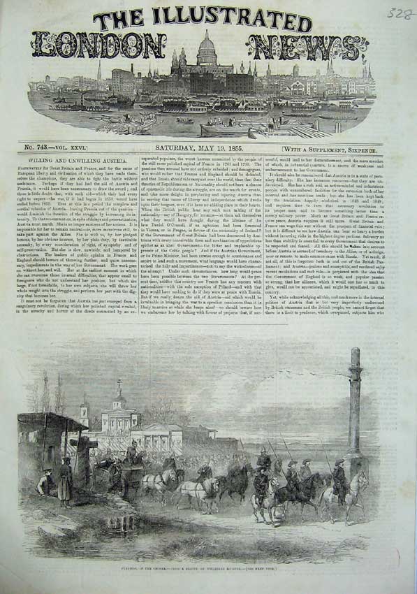 Old Antique Print 1855 Perekop Crimea War Army Horses Cannon Gun Richter 19th