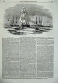 Old Antique Print 1855 Sailing Ships Geyser Archer Baltic Fleet Ice Riga 19th