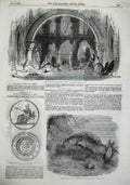 Original Old Antique Print 1855 Haymarket Theatre Berta Sea-Cucumber War Medal