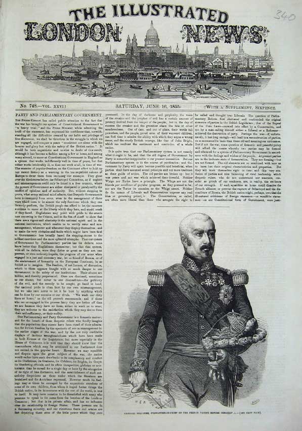 Old Antique Print 1855 General Pelissier Commander French Army Sebastopol 19th