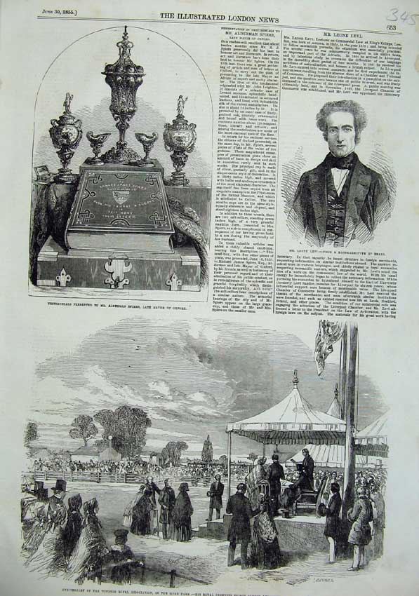 Old Antique Print 1855 Home Park Windsor Prince Albert Levi Spiers Oxford 19th