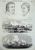 Old Antique Print 1855 Fort Arabat Azoff Ship Turks Yenikale Raglan Lyons 19th