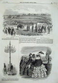 Old Antique Print 1855 Paris Fashion Candelabrum Egypt War Southsea Army 19th