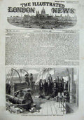 Old Antique Print 1855 Baltic Ship Fleet Officers Army H.M.S Merlin War 19th