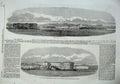 Original Old Antique Print 1855 View Town Sebastopol Fort Alexander Buildings