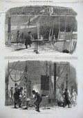 Original Old Antique Print 1855 Chain Cables Phoenix Works Tividale Men Forging