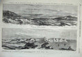 Original Old Antique Print 1855 Sebastopol Castle Inkerman Mountains Ships Camp