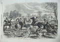 Original Old Antique Print 1855 Fine Art Fox Hunting Country Horses Hounds Dogs