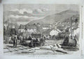 Original Old Antique Print 1855 Railway Works Balaclava Waggon Tracks Mountains