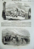 Old Antique Print 1855 Peru Principal Square Arequipa Port Islay Horses 19th