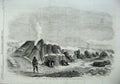 Original Old Antique Print 1855 War Mortar Battery Sebastopol Army Weapons 19th