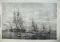 Original Old Antique Print 1855 Departure Flying Squadron Sailing Ships War
