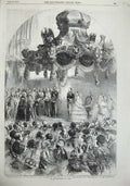 Original Old Antique Print 1855 Guildhall Reception Emperor French Lord Mayor