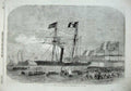 Original Old Antique Print 1855 Emperor Empress Dover England Sailing Ships War