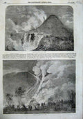 Original Old Antique Print 1855 Eruption Vesuvius Volcano Mountain Fine Art