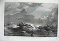 Old Antique Print 1855 Paris Dutch Boats Gales Doggerbank Ship Storm Sea 19th
