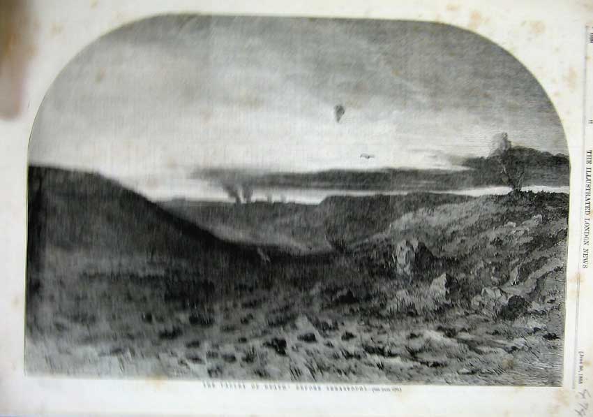 Old Antique Print Fine Art 1855 View Valley Death Sebastopol War Mountain 19th