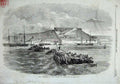 Old Antique Print 1855 Fine Art Landing Turks Ships Boats Yenikale Houses 19th