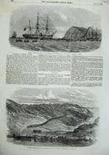 Old Antique Print 1855 Funeral Admiral Boxer Jason Ship Balaclava Cossack 19th