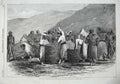 Original Old Antique Print 1855 Sebastopol Zouaves Making Gabions Men Mountains