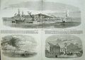 Old Antique Print 1855 View Town Harbour Kertch Ship Minna Market Place 19th