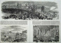 Old Antique Print 1855 Fete Joan Arc Orleans Inauguration Statue Bridge 19th