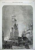 Original Old Antique Print Tower Ivan-Veliki Moscow Russia 1856 Coronation 19th