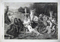 Old Antique Print 1856 Fountain Jouvence Naked Women Men Bathing Crystal 19th