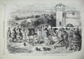 Old Antique Print 1856 Yorkshire England Raining Storm People Castle Dog 19th