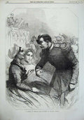 Original Old Antique Print 1856 French People Man Woman Dancing Romance 19th