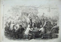 Old Antique Print 1856 Evacuation Crimea War CafÇ Kadikoi Men Party Music 19th