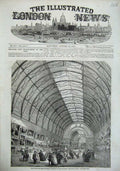 Original Old Antique Print 1856 Building Manchester Exhibition Art Paintings