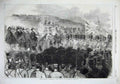 Original Old Antique Print 1856 Majesty Queen Addressing Troops Aldershott Army