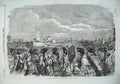 Original Old Antique Print 1856 Army Guards Vauxhall Bridge Thames River London