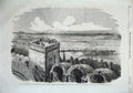 Original Old Antique Print 1856 Mouth River Rhone Floods Principal Tower Arenes