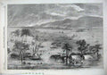 Old Antique Print 1856 Floods India Ganges Rajmahal Trees Boats Fine Art 19th
