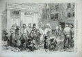 Old Antique Print 1856 Scene London Street Children People Smoking Houses 19th